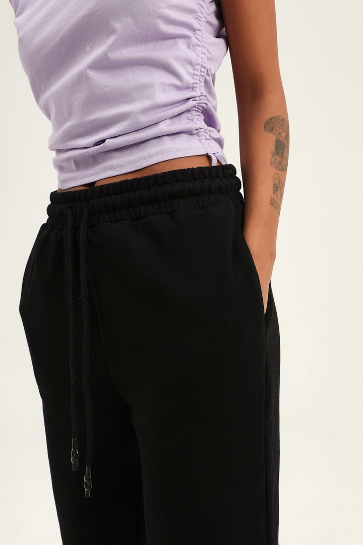 Jogger Elastic Waist Tracksuit Black