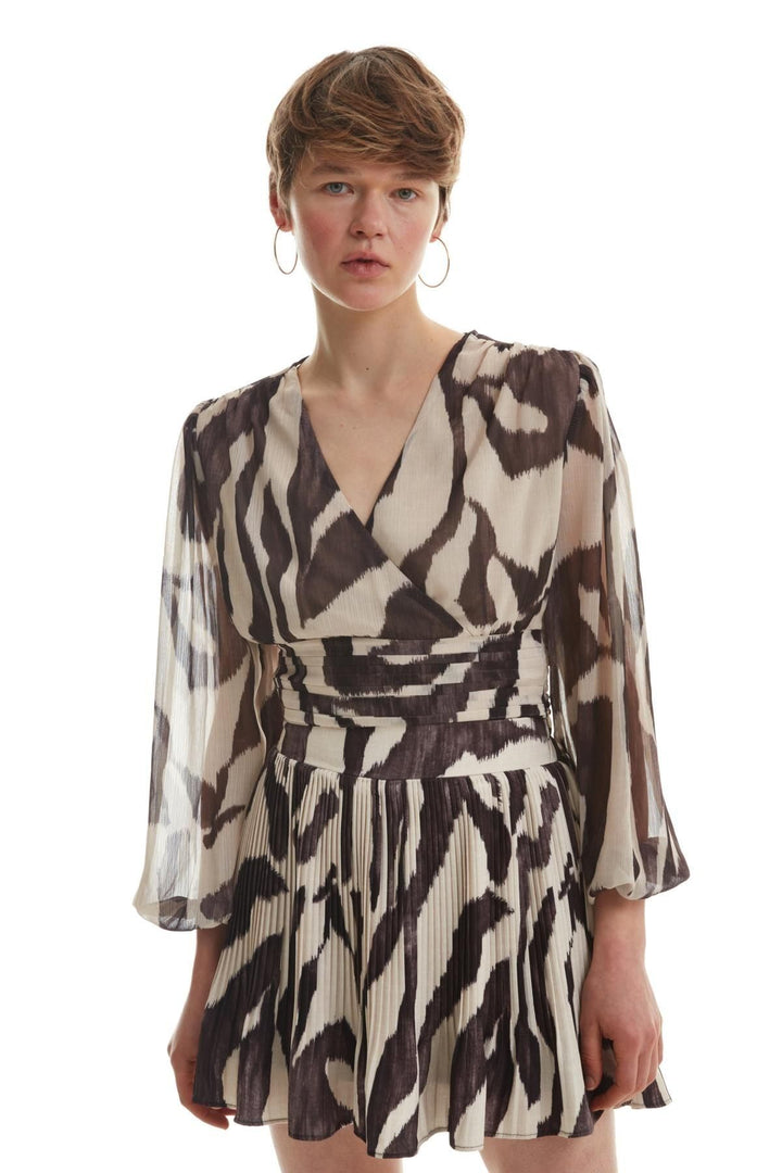 Patterned Skirt With Shorts Stone