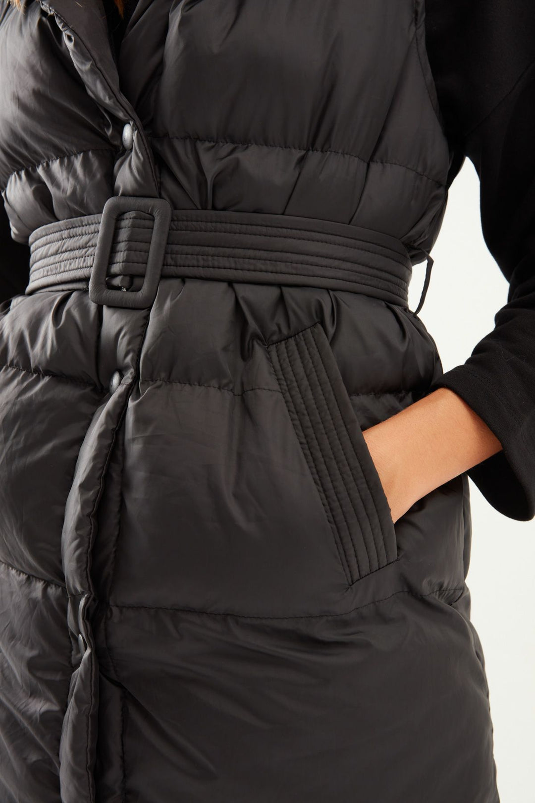 Hooded Belt Inflatable Vest Black