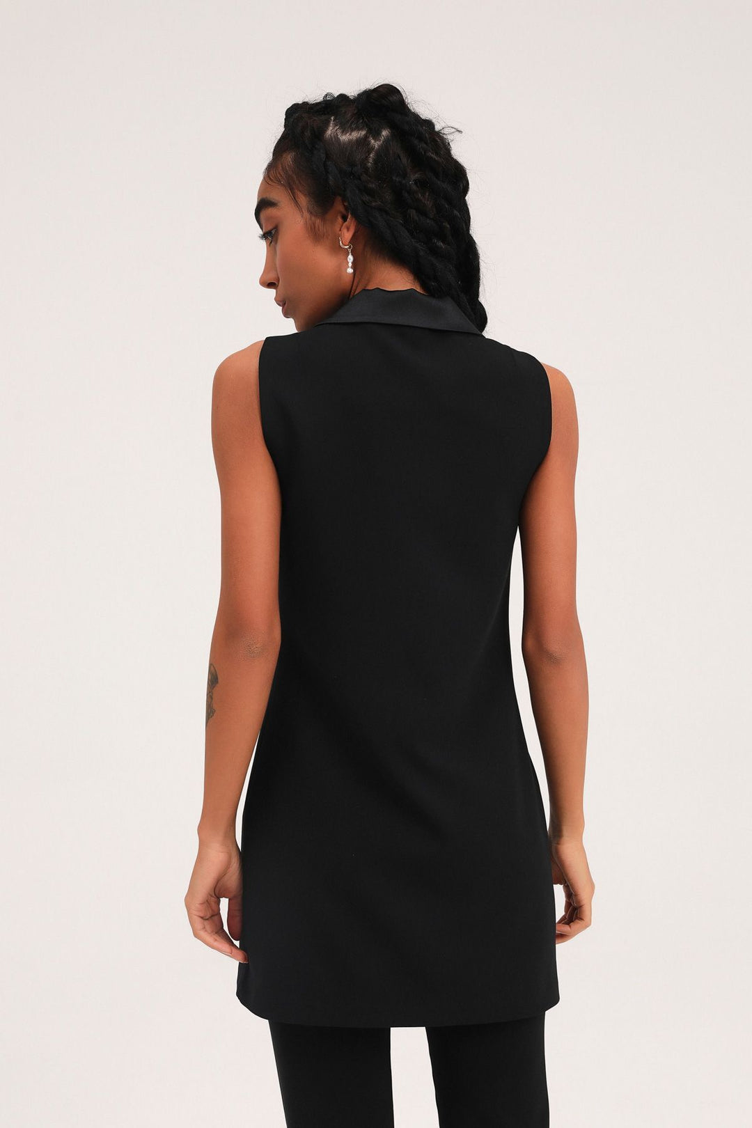 Kruvaze Yelek Ceket Siyah