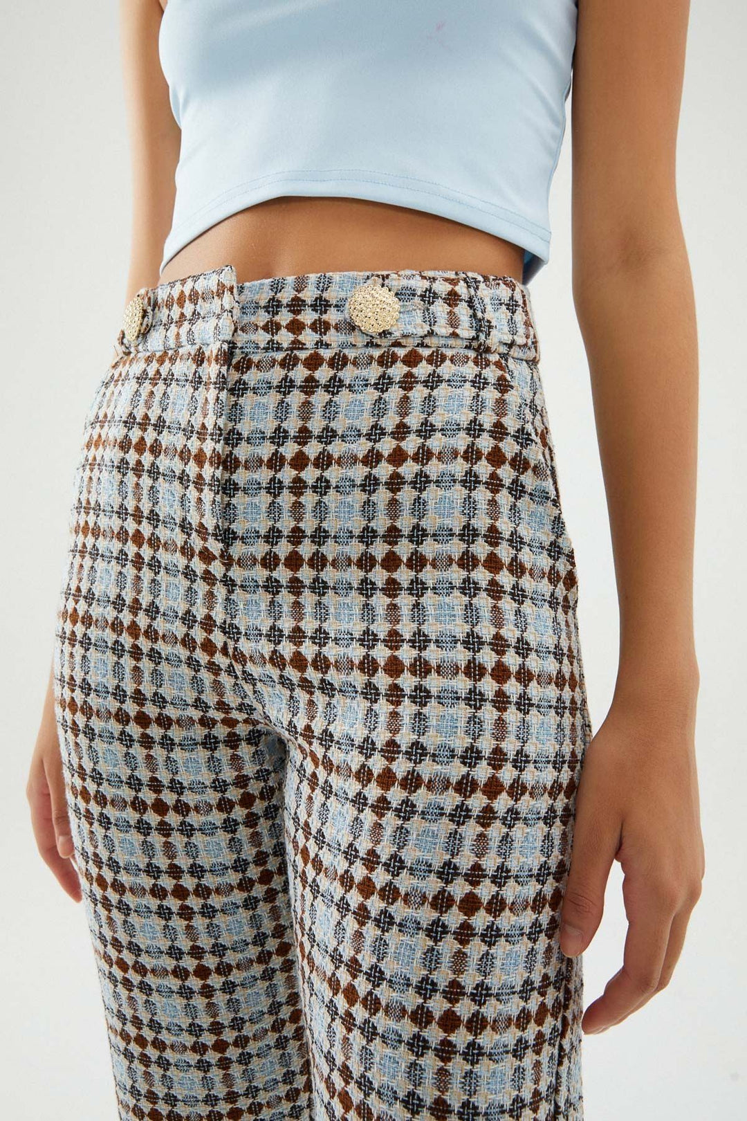 Double Leg Striped Trousers Blue