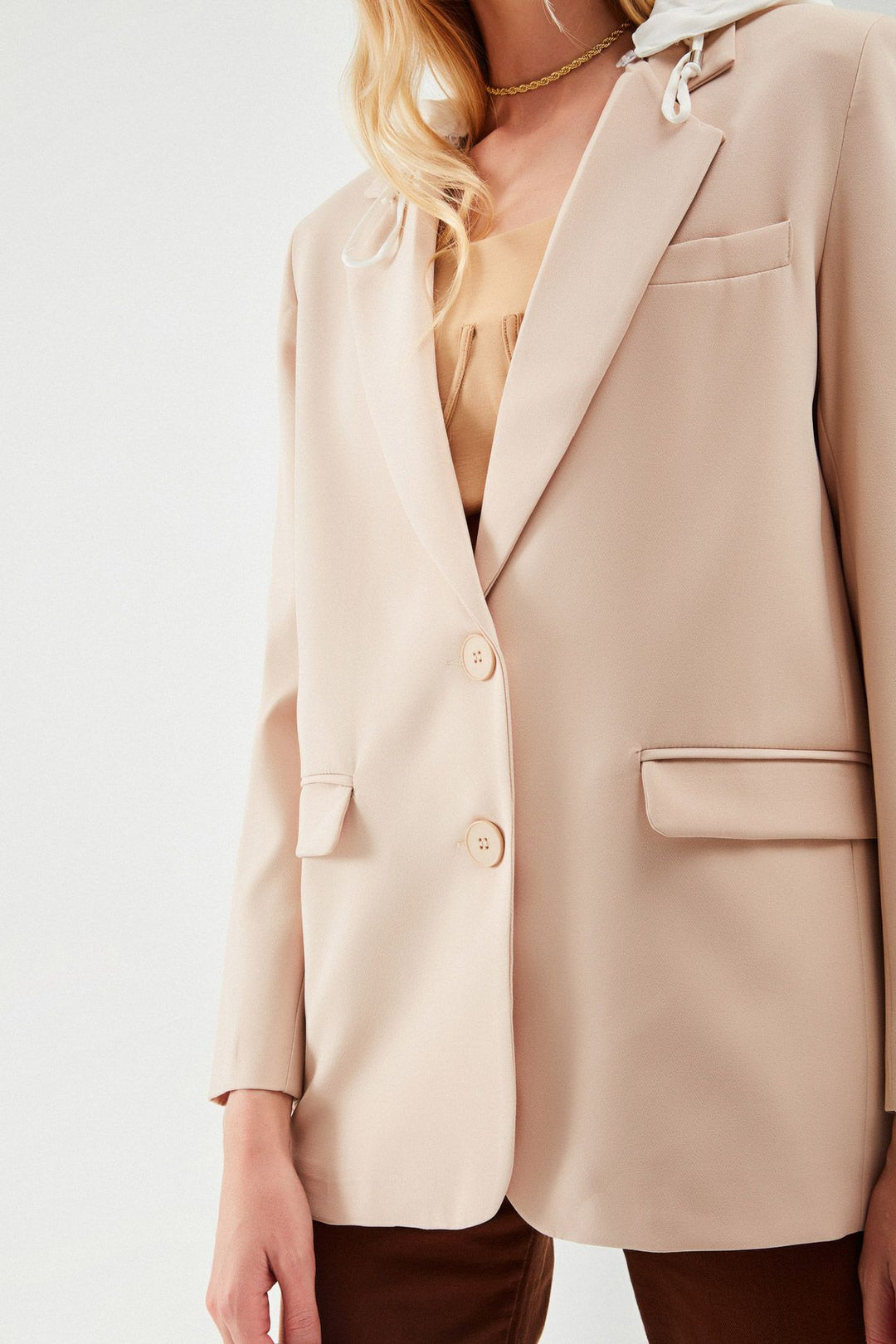 Hooded Blazer Jacket Stone