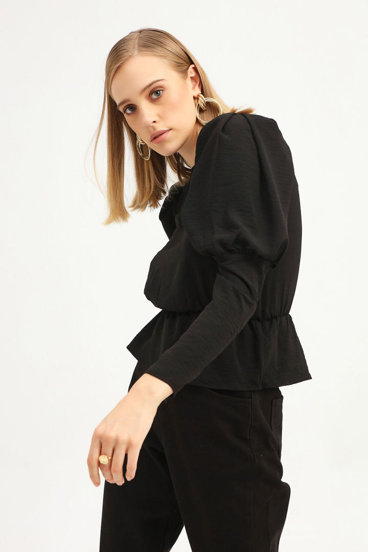 Balloon Sleeve Blouse Black
