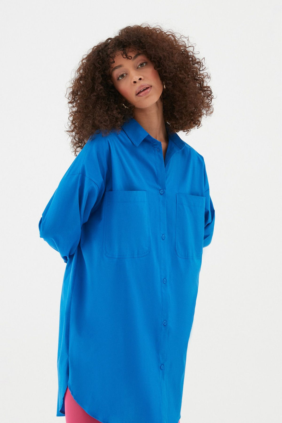 Oversize Shirt Dress Sax