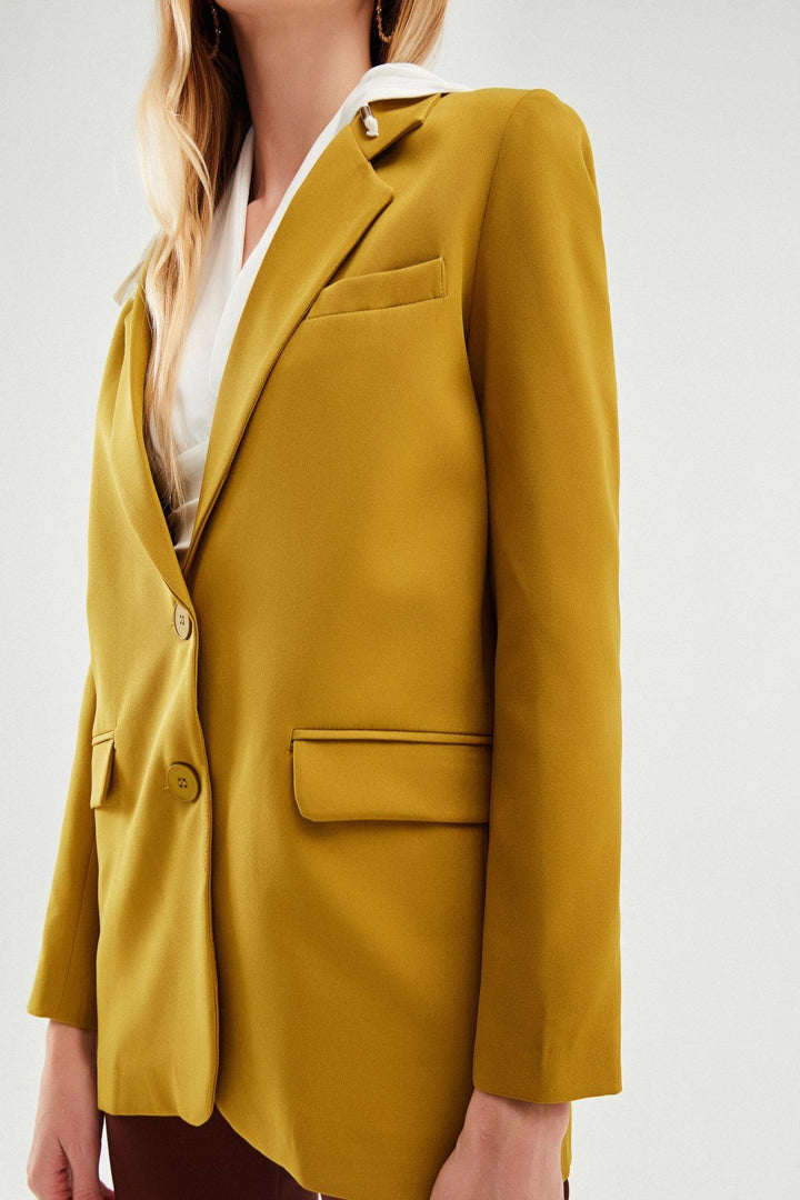 Hooded Blazer Jacket Olive