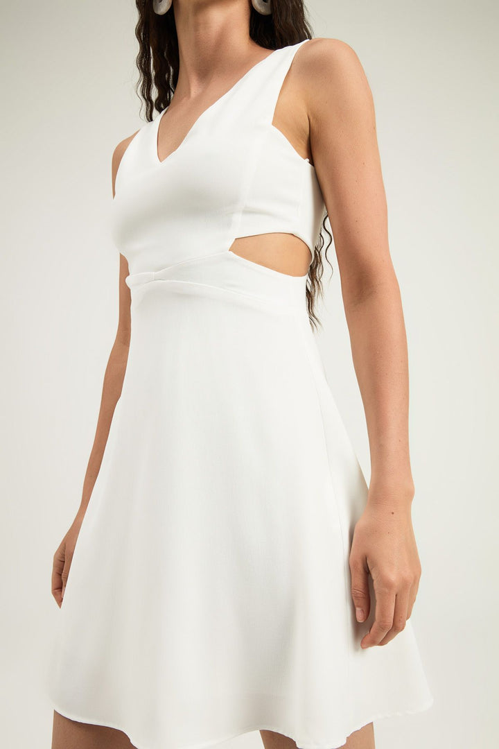 Cut Out Mini Dress White