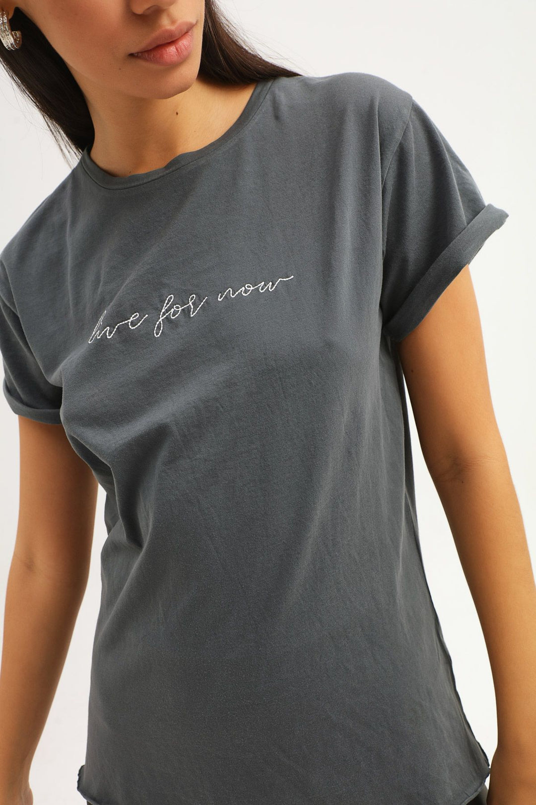 Embroidered T-Shirt Anthracite