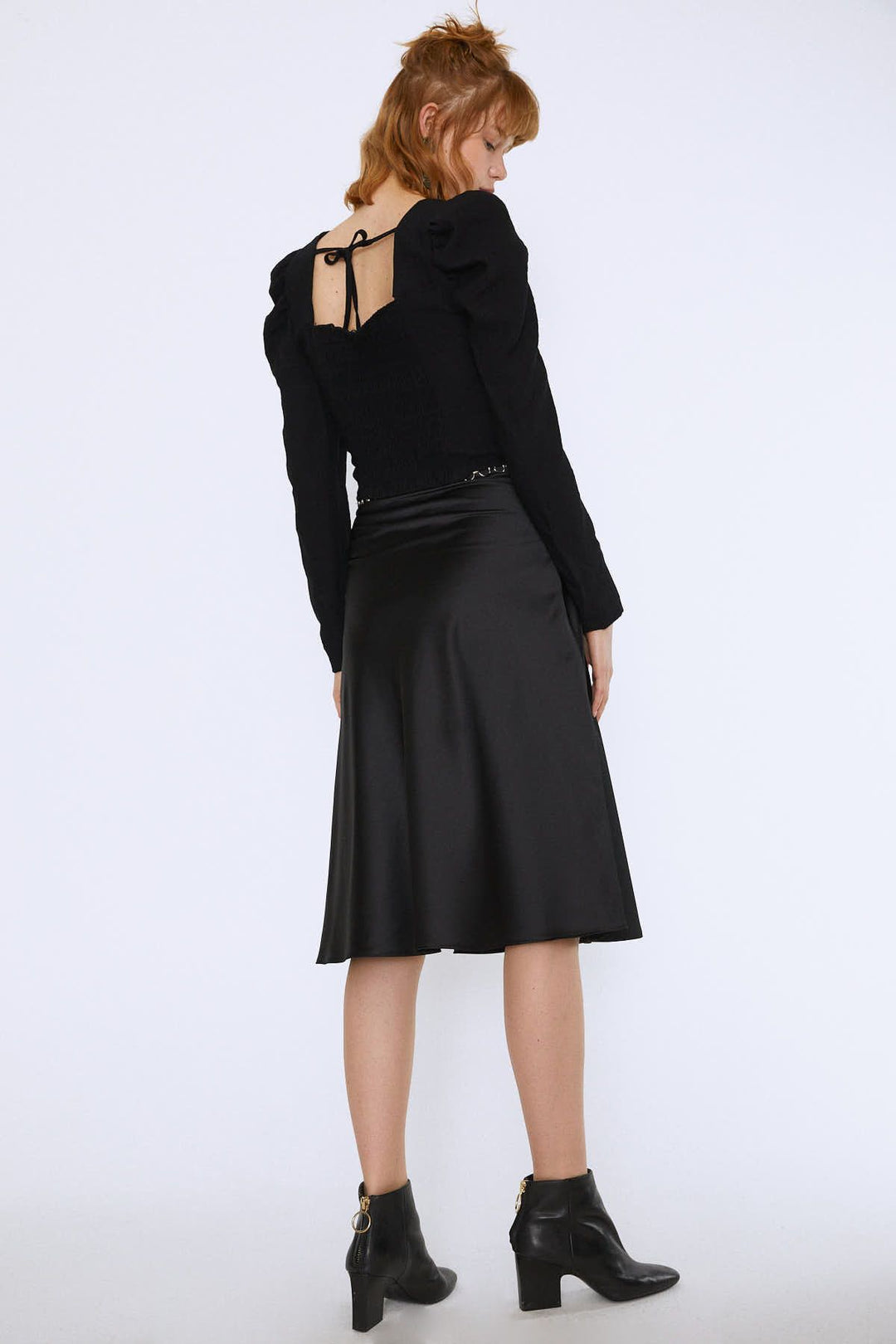 Chain Waist Midi Skirt Black