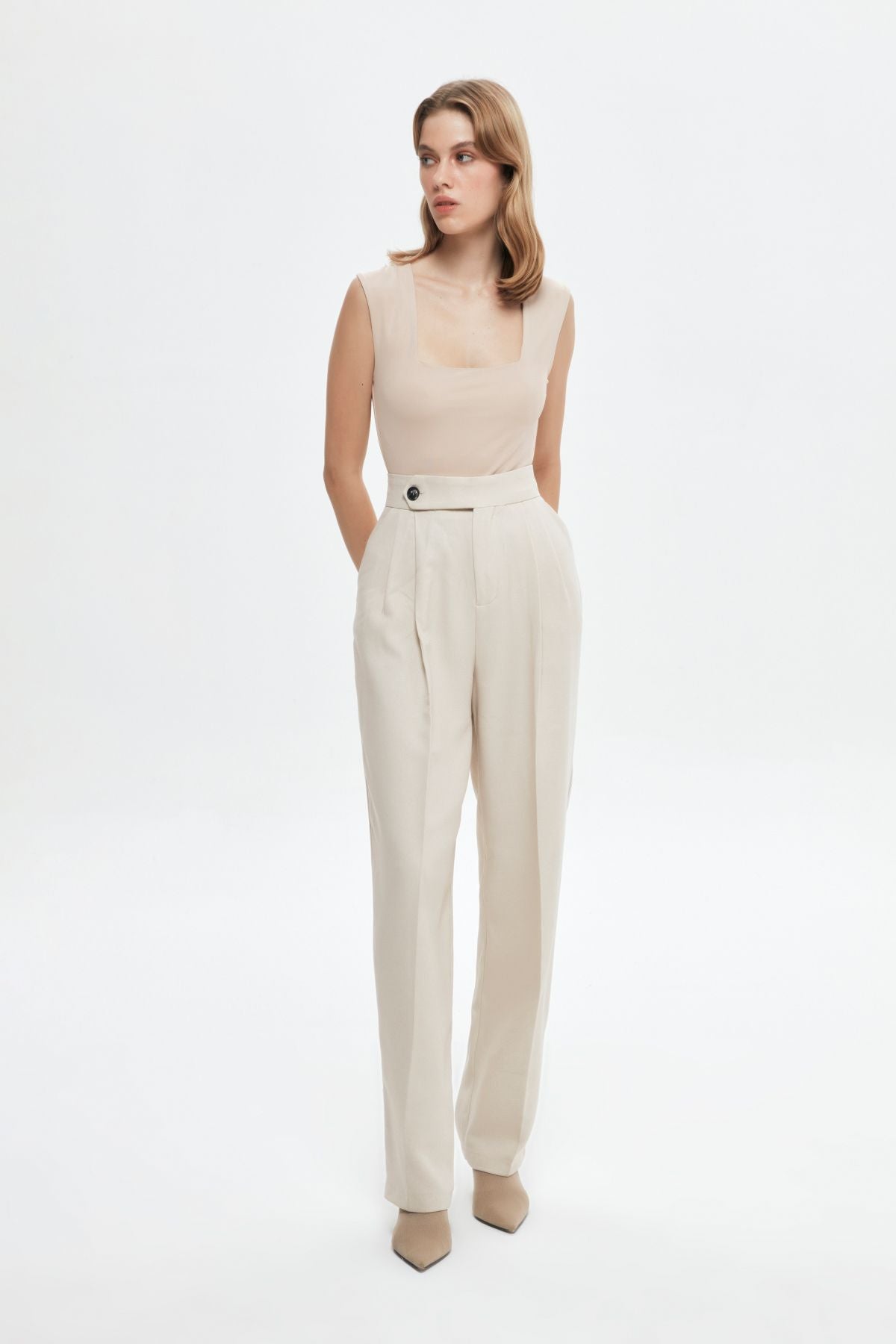 Double Pleated Trousers Stone