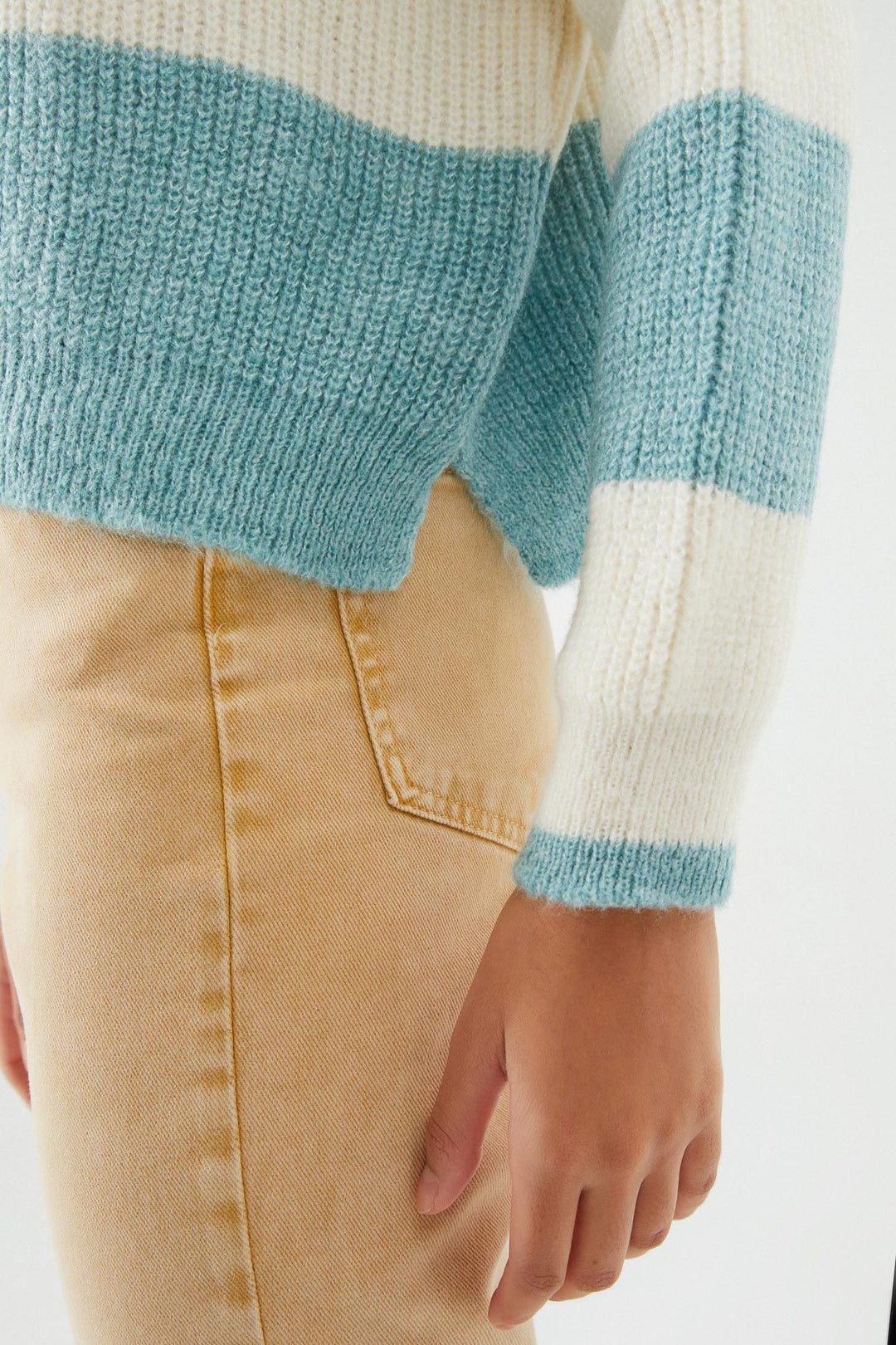 Polo Neck Striped Pullover Mint