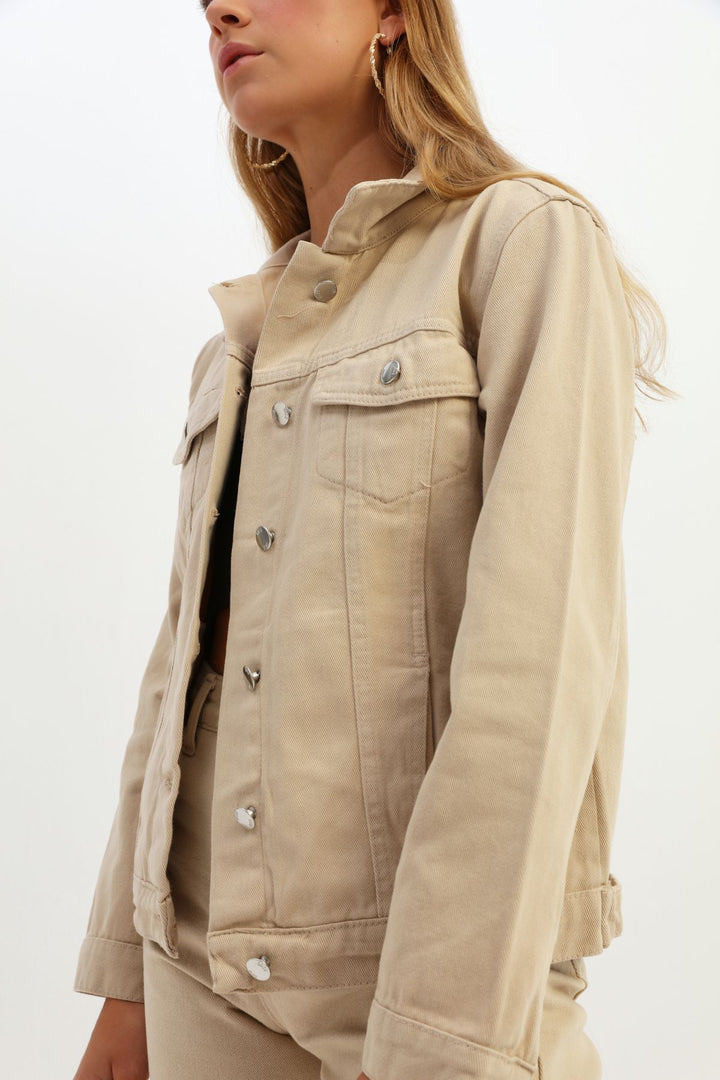 Gabardine Denim Jacket Beige