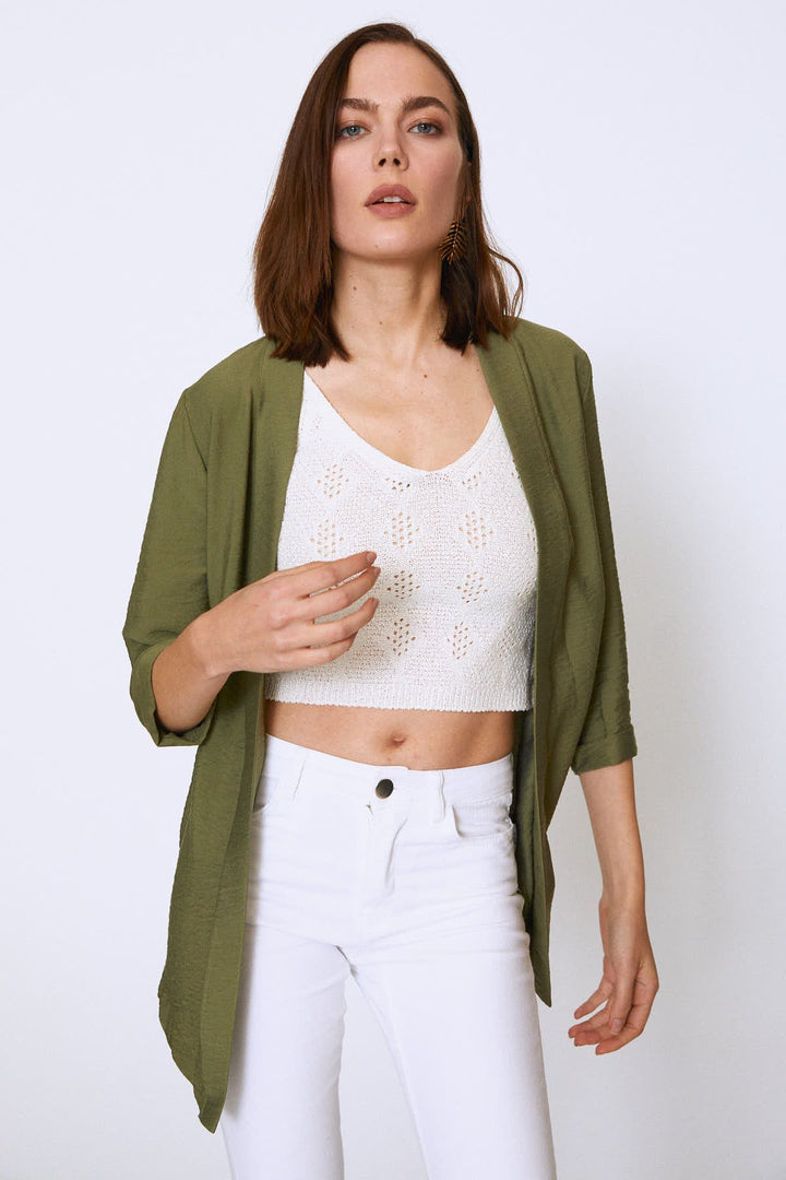 Shawl Collar Jacket Khaki