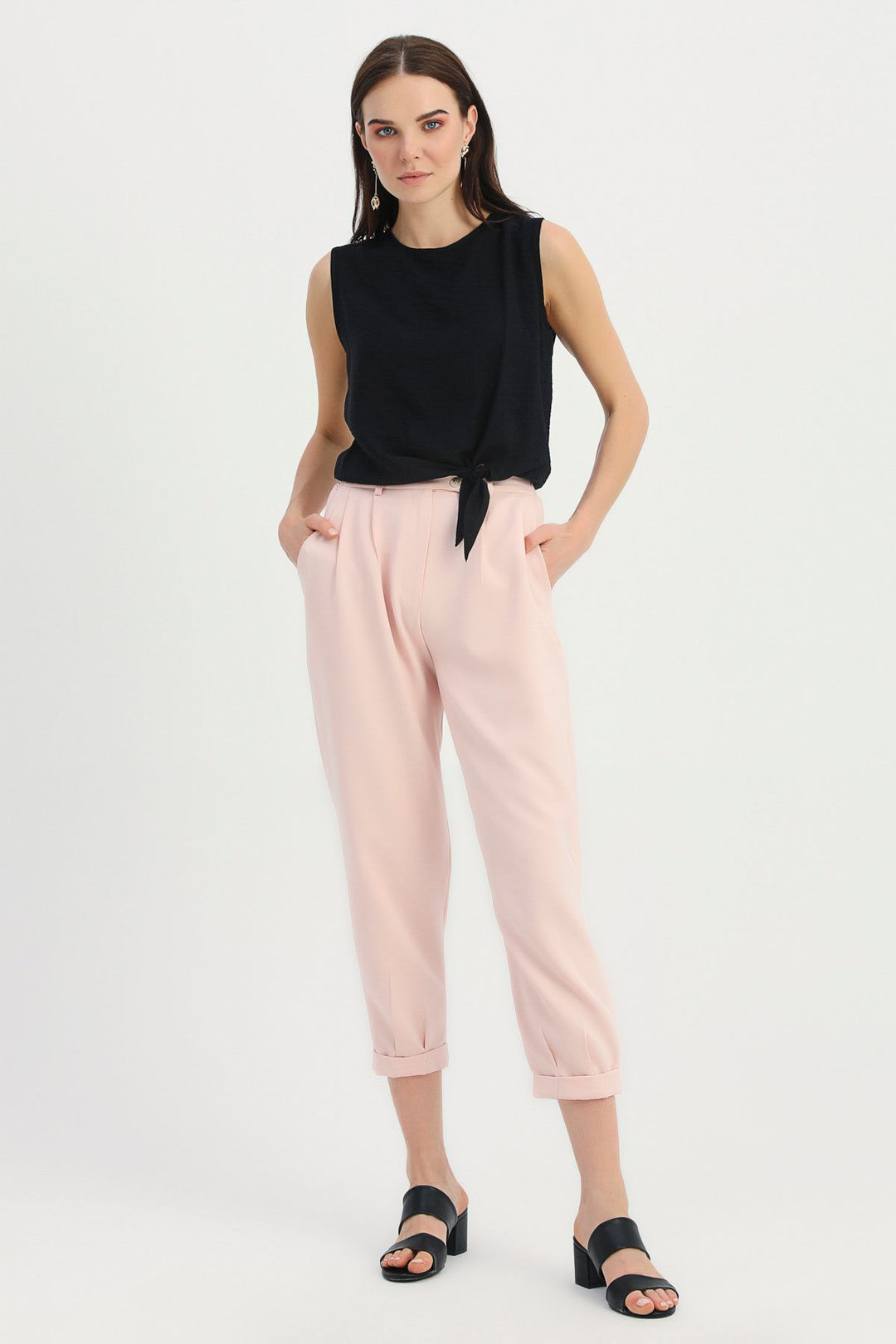 Tie Detailed Tank Top Black