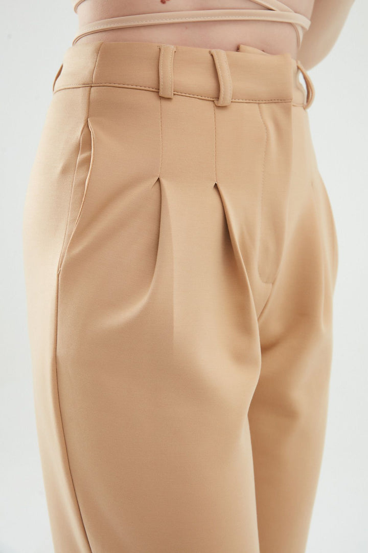 Pleat Detailed Trousers Beige