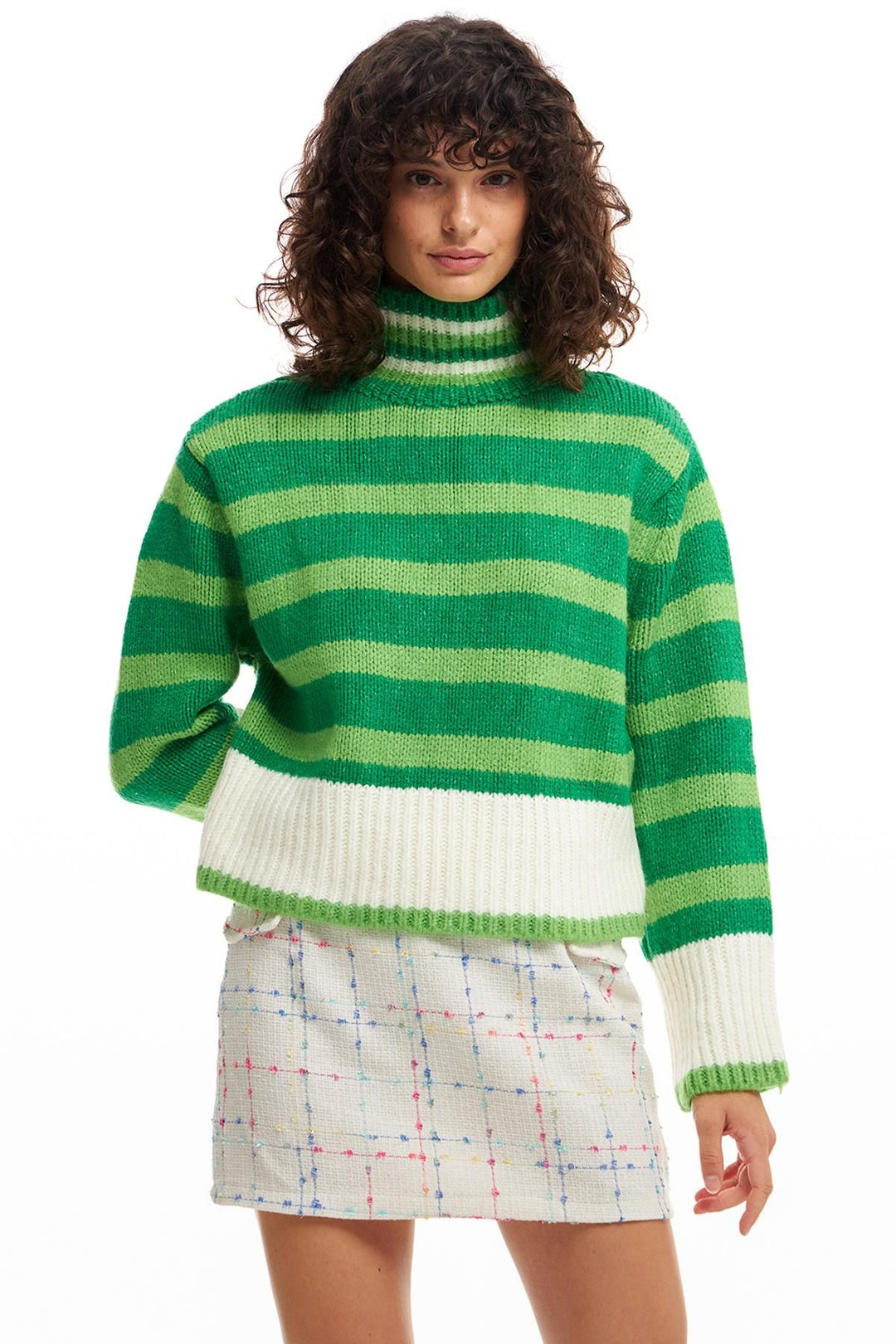 Çizgili Boğazlı Kazak Yeşil