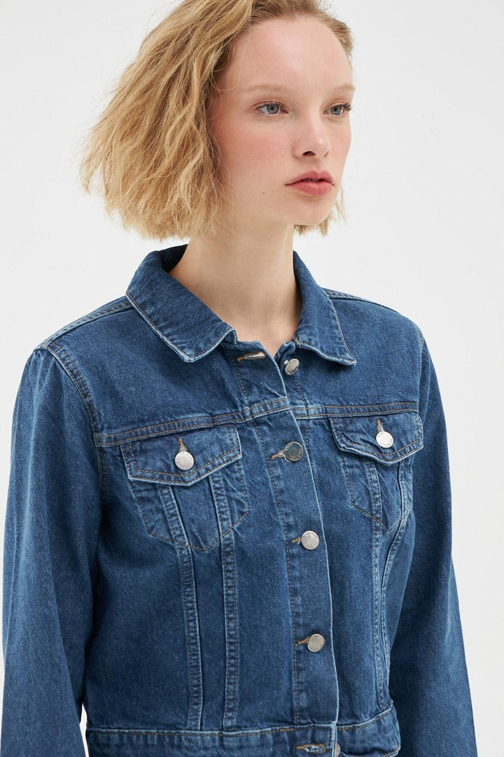 Crop Denim Jacket Blue