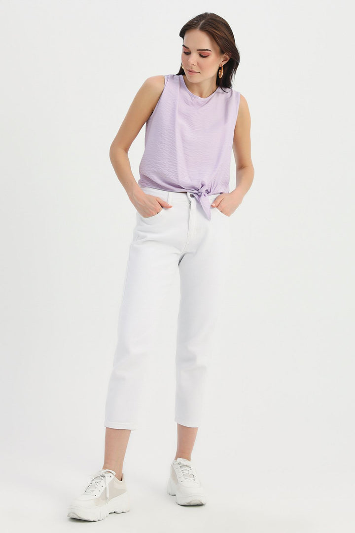 Tie Detailed Sleeveless Blouse Lilac