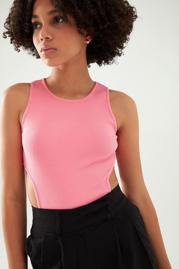 Decollete Detailed Bodysuit Candy Pink