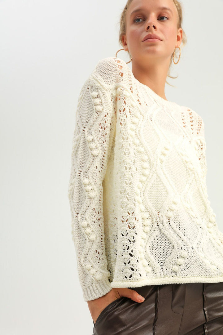 Baklava Knit Hole Sweater Ecru