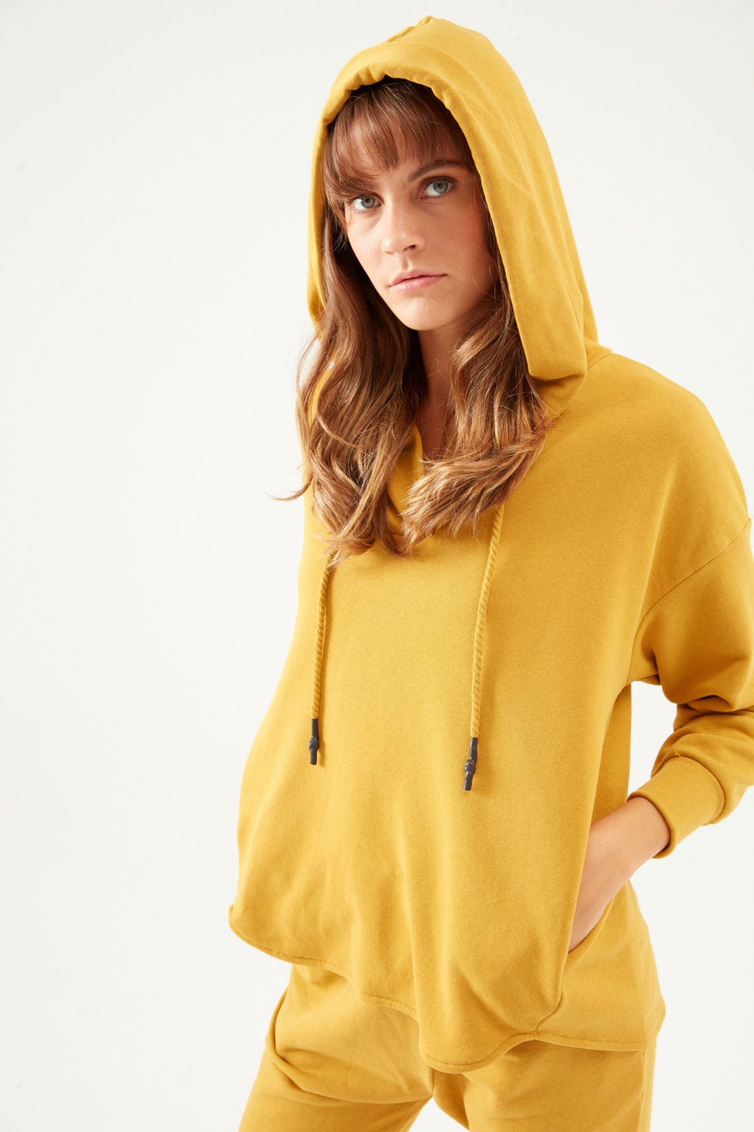 Hooded Oversize Sweatshirt Mustard
