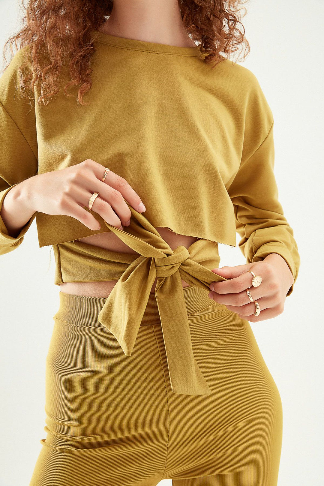 Tie Detailed Sweatshirt Olive