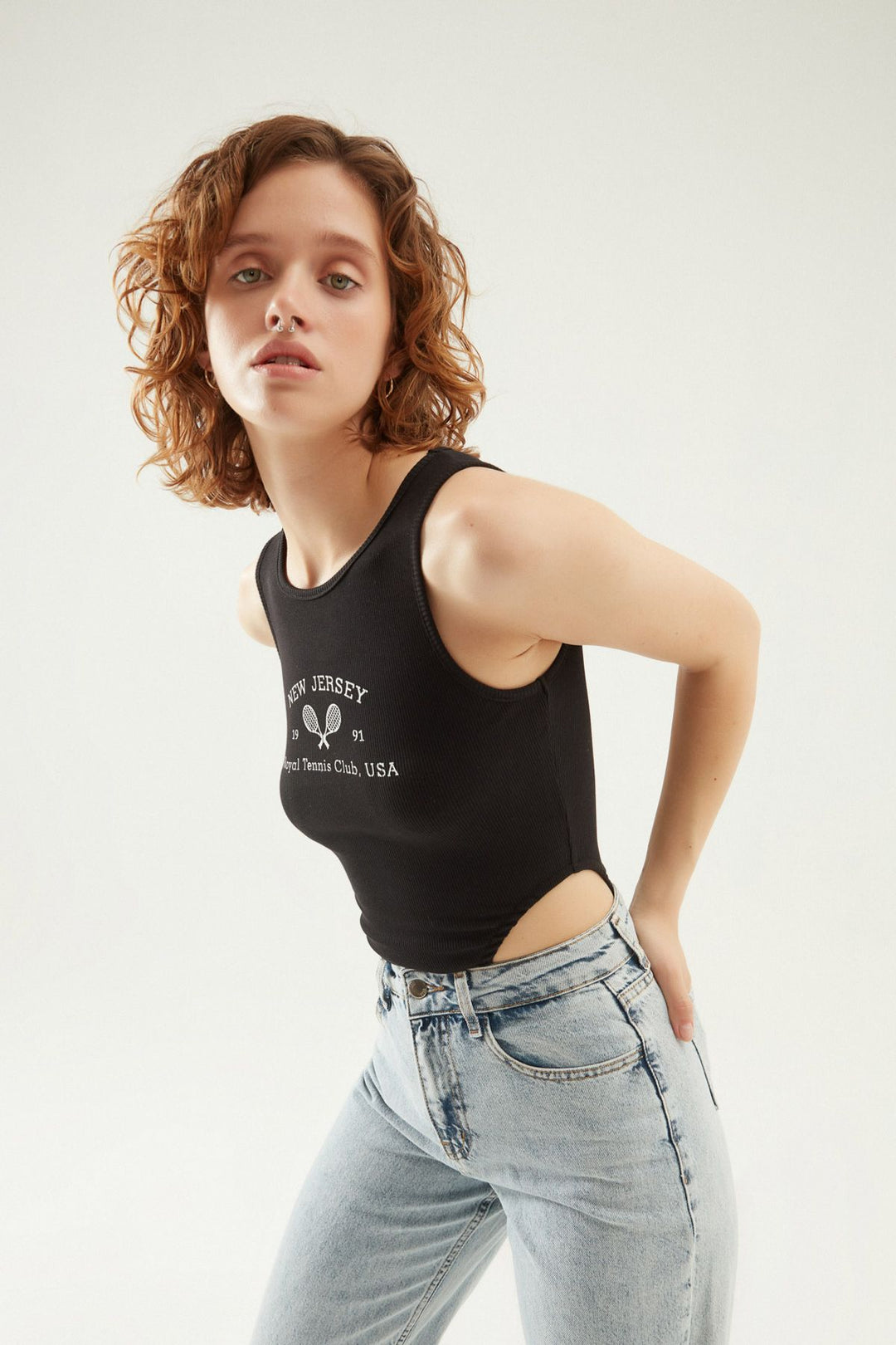 Printed Bodysuit Black