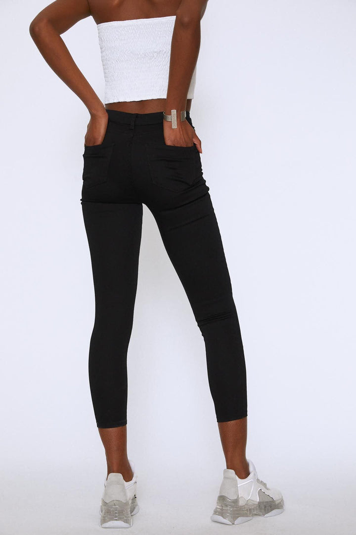 Yüksek Bel Skinny Pantolon Siyah