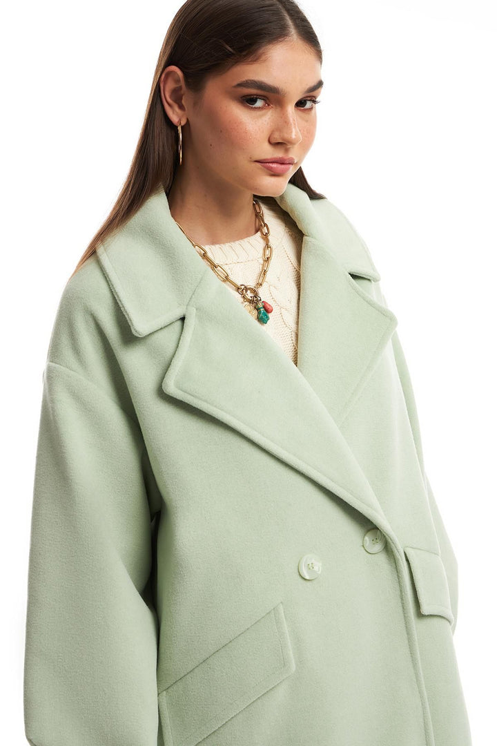 Double Breasted Collar Oversize Coat Mint