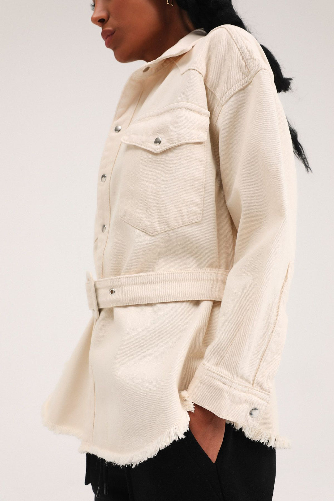 Belted Gabardine Jacket Bone