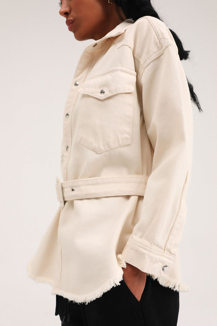 Belted Gabardine Jacket Bone