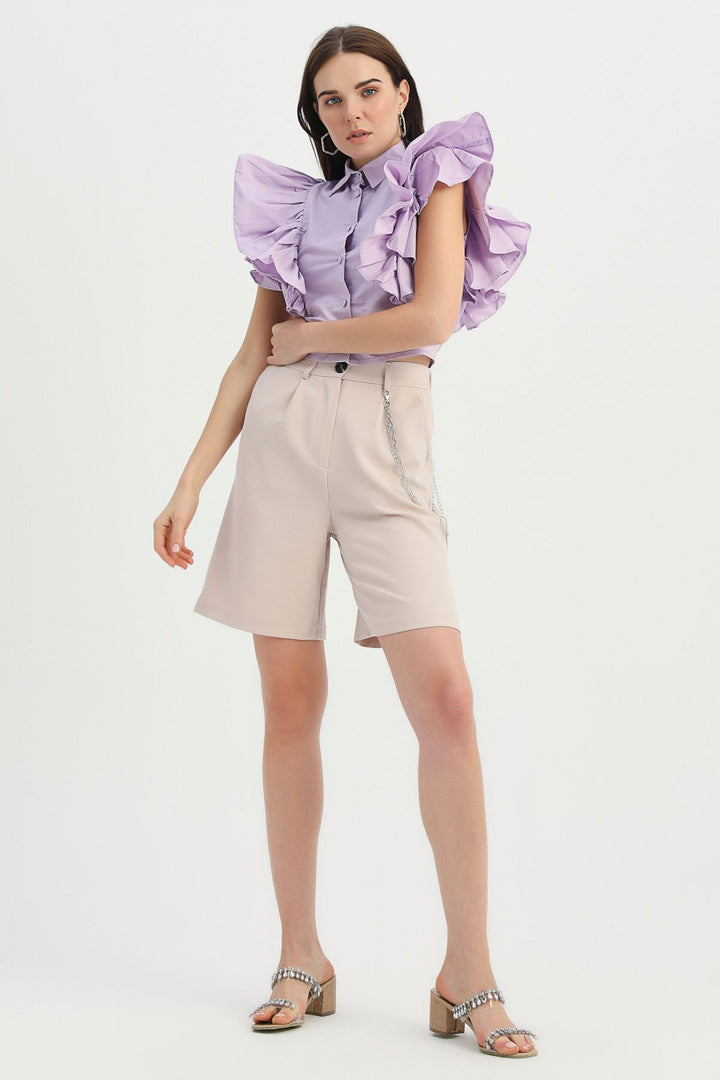 Shirt with Frilled Sleeves Lilac