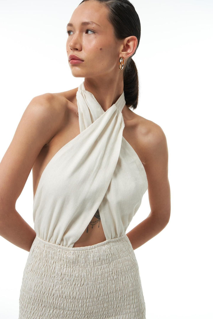 Tied Gippie Mini Dress Natural