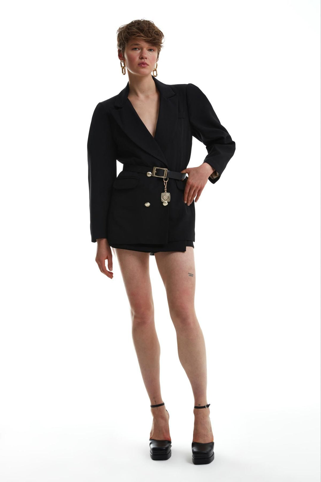 Kemer Detaylı Blazer Ceket Siyah