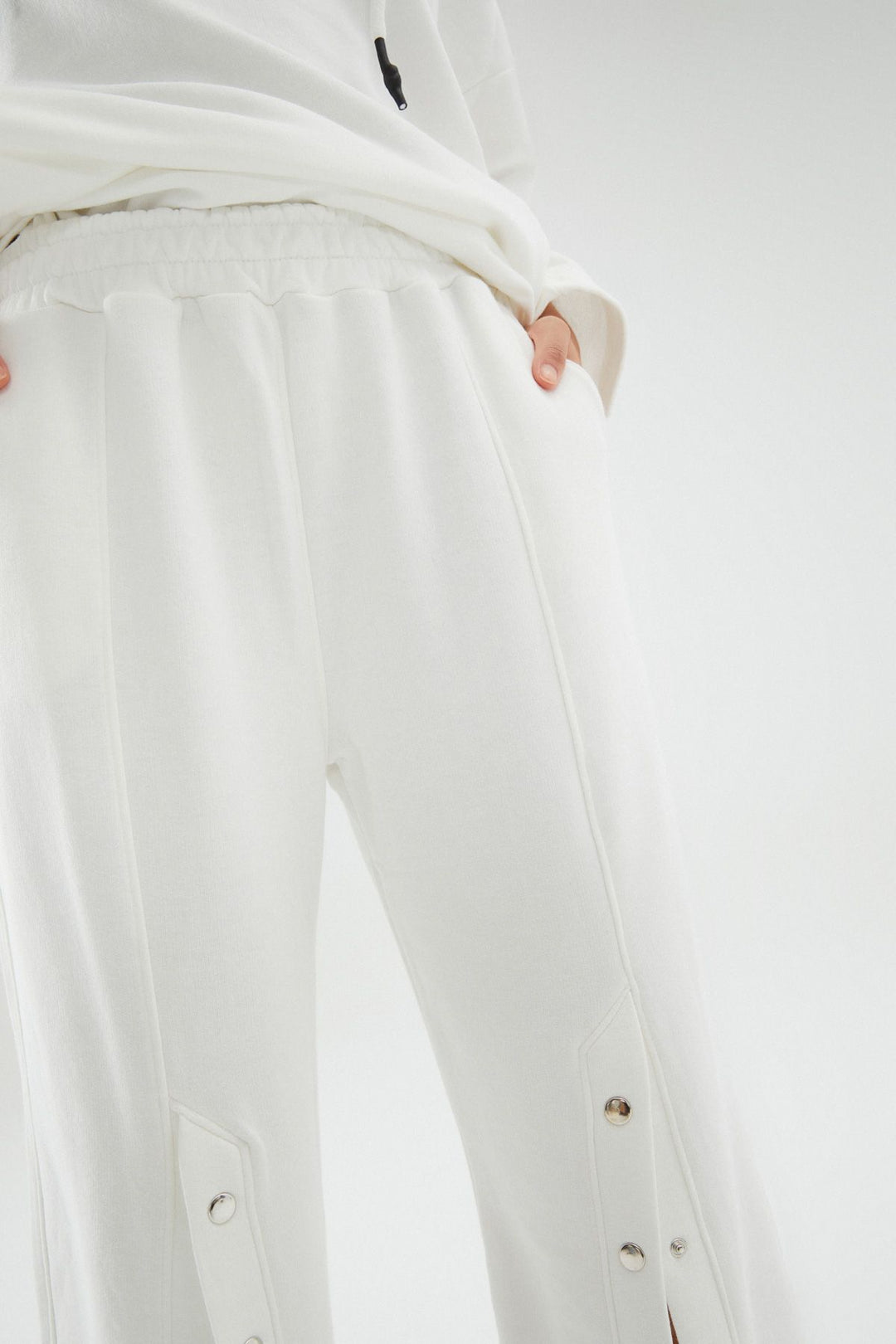 Wide Leg Snap Snap Tracksuit White
