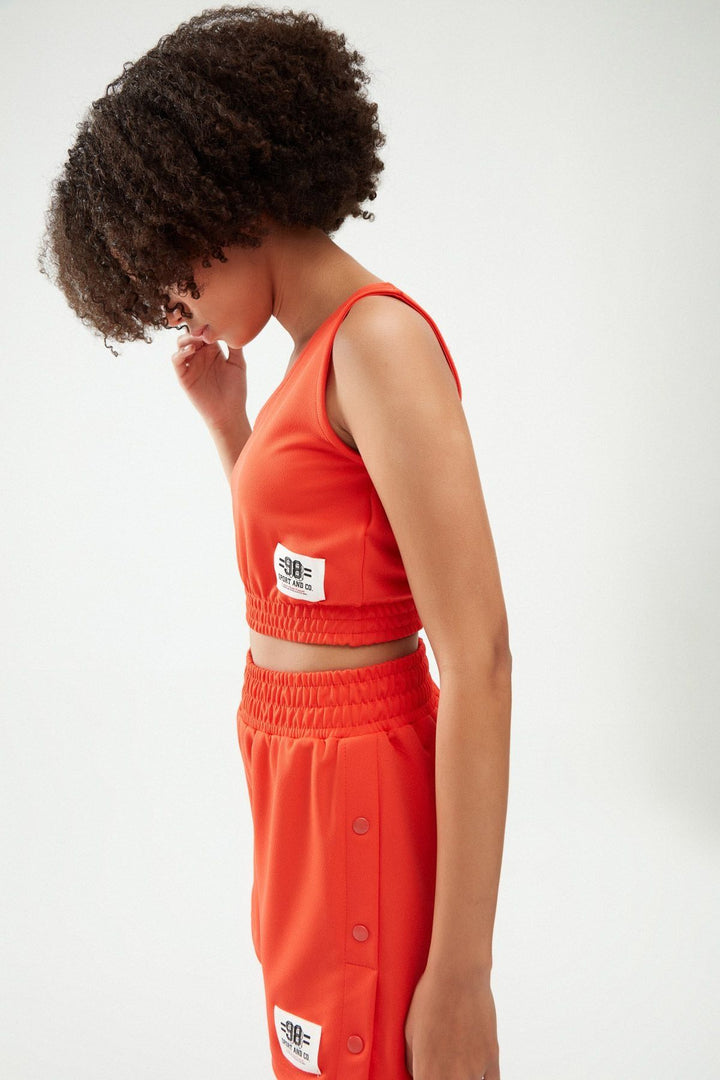 One Shoulder Crop Blouse Orange