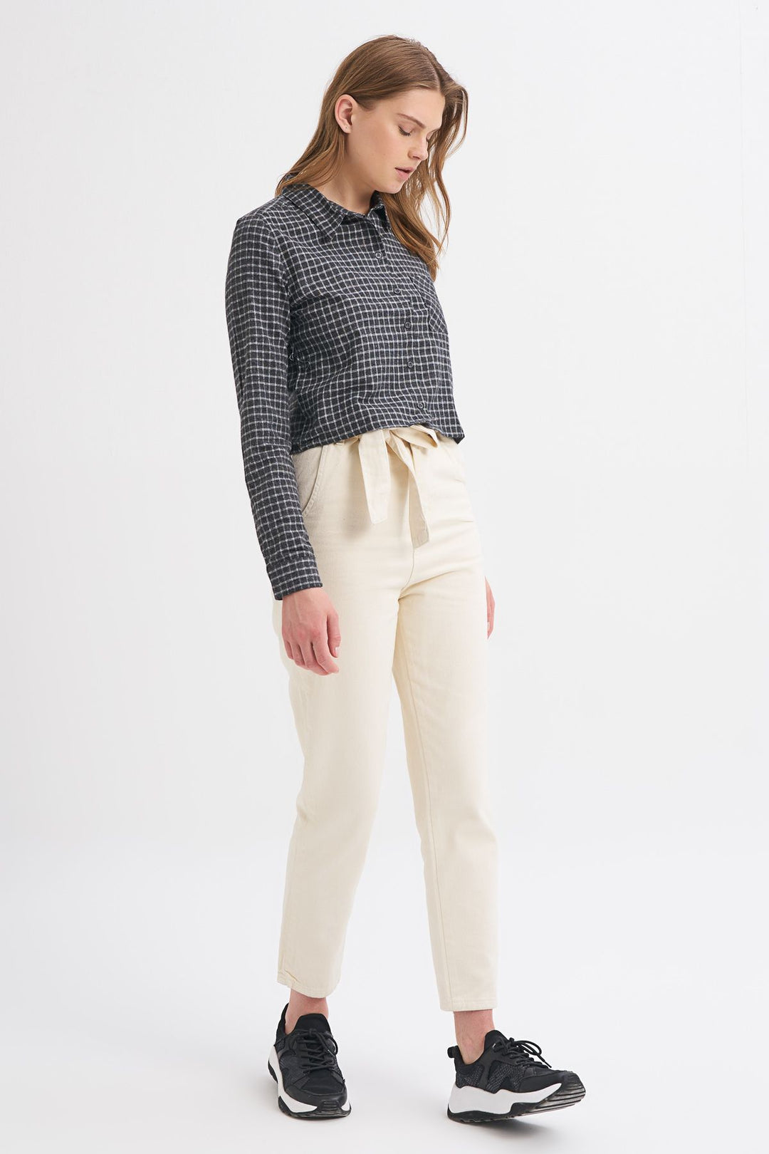 Tek Cepli Ekose Gömlek Siyah