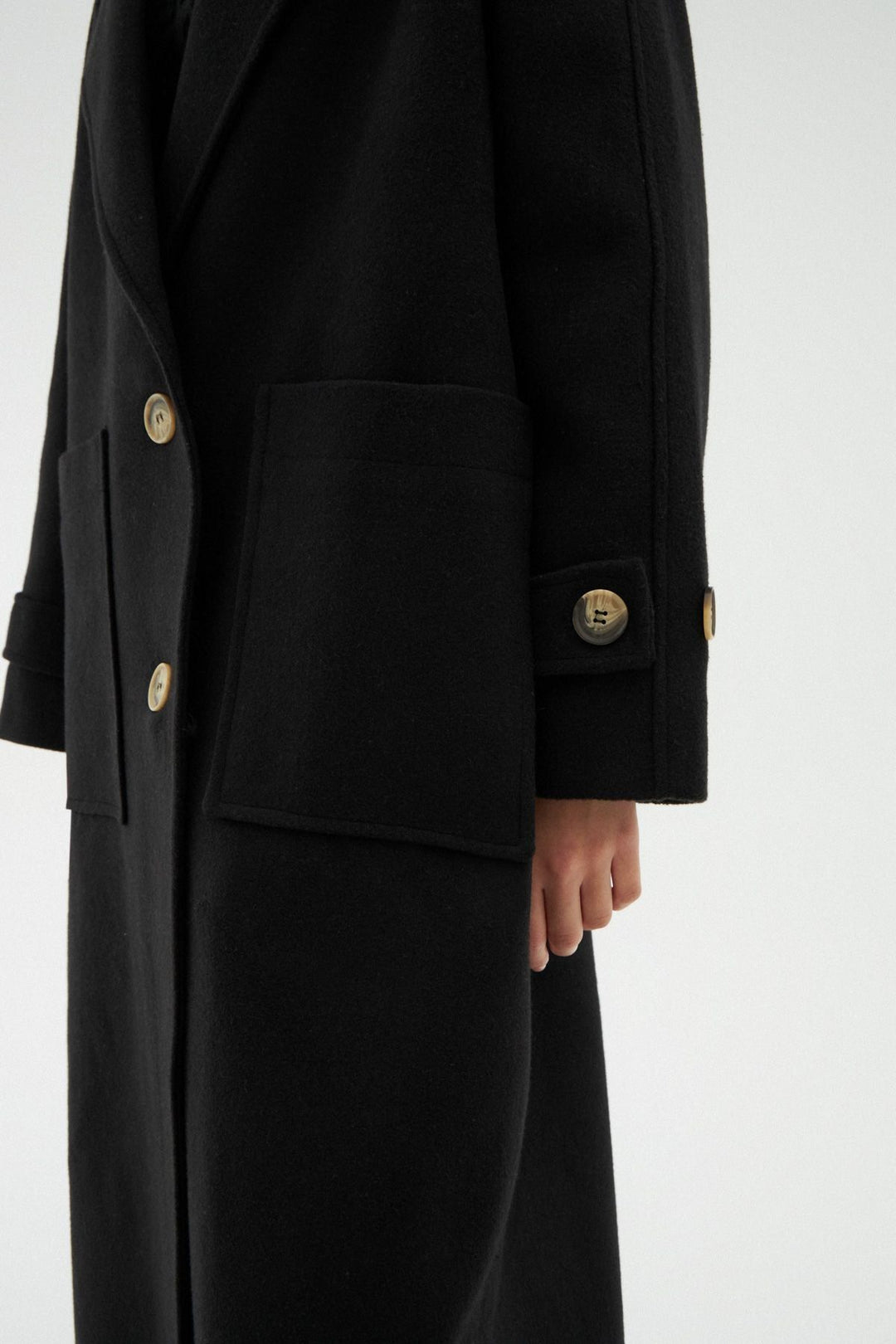 Pocket Long Oversize Coat Black