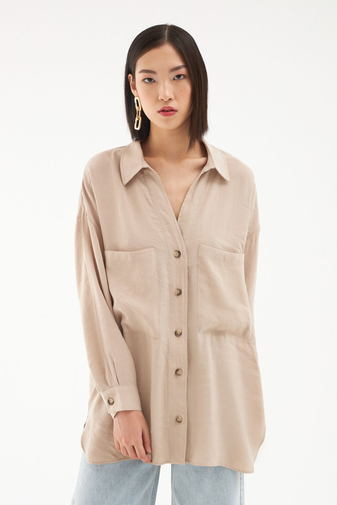 Cep Detaylı Gömlek Taş