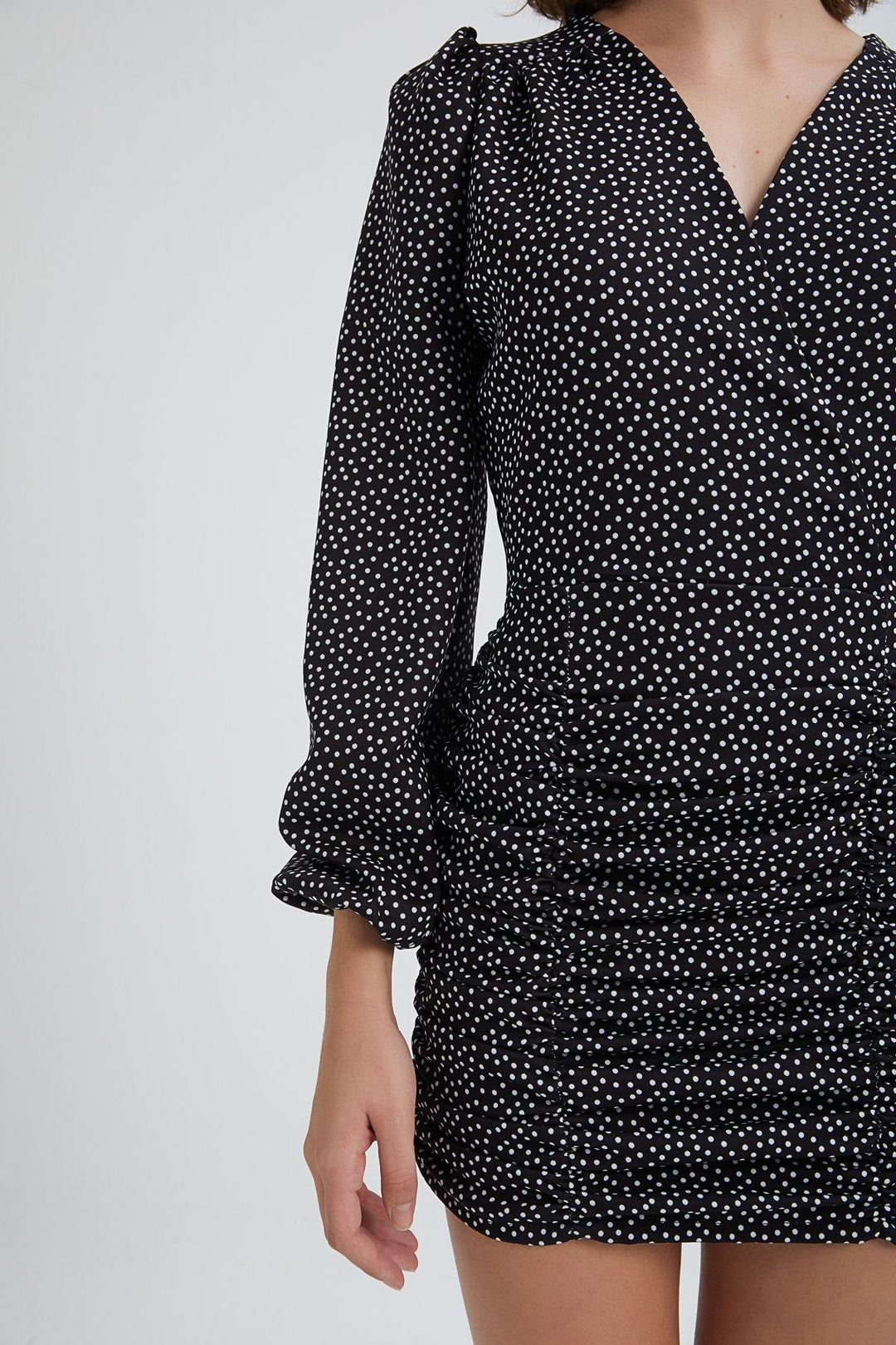 Polka Dot Double Breasted Dress Black