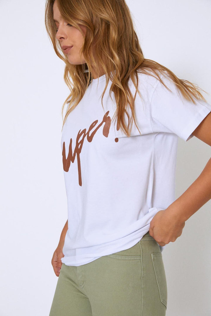 Baskılı Tişört Kahverengi