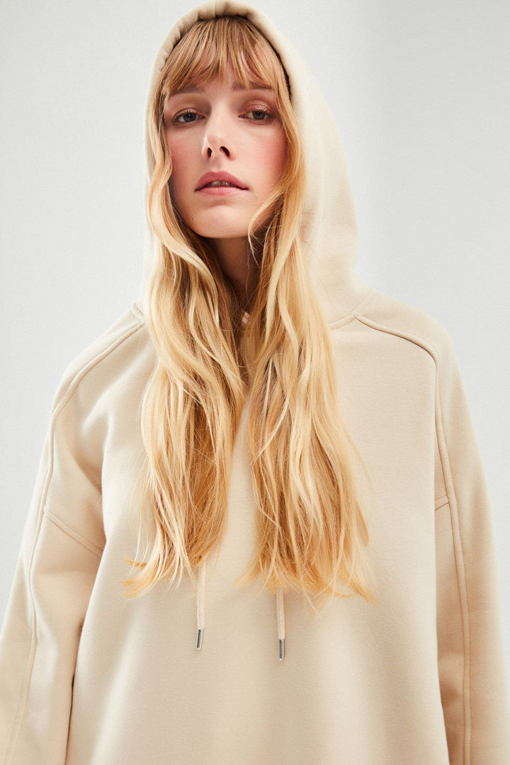 Hooded Oversize Sweatshirt Beige