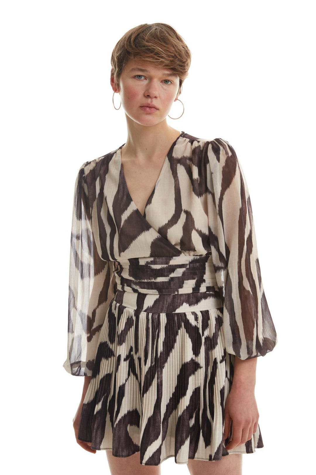 Patterned Chiffon Blouse Stone