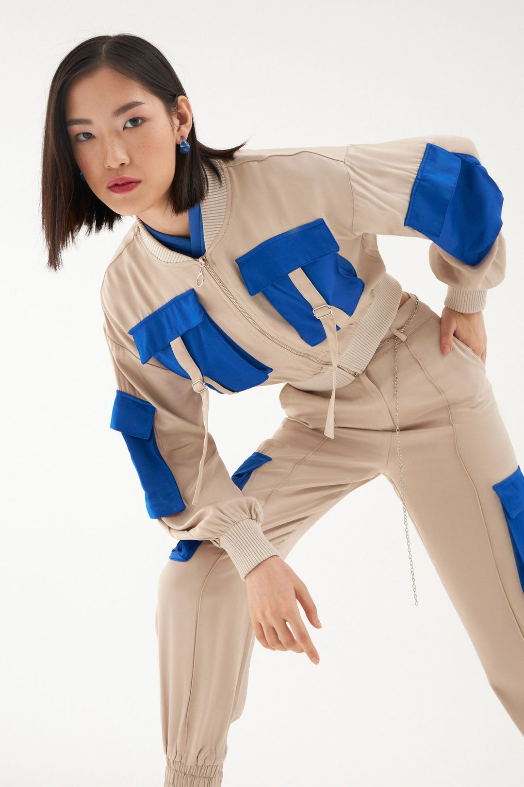 Pocket Detailed Bomber Jacket Stone