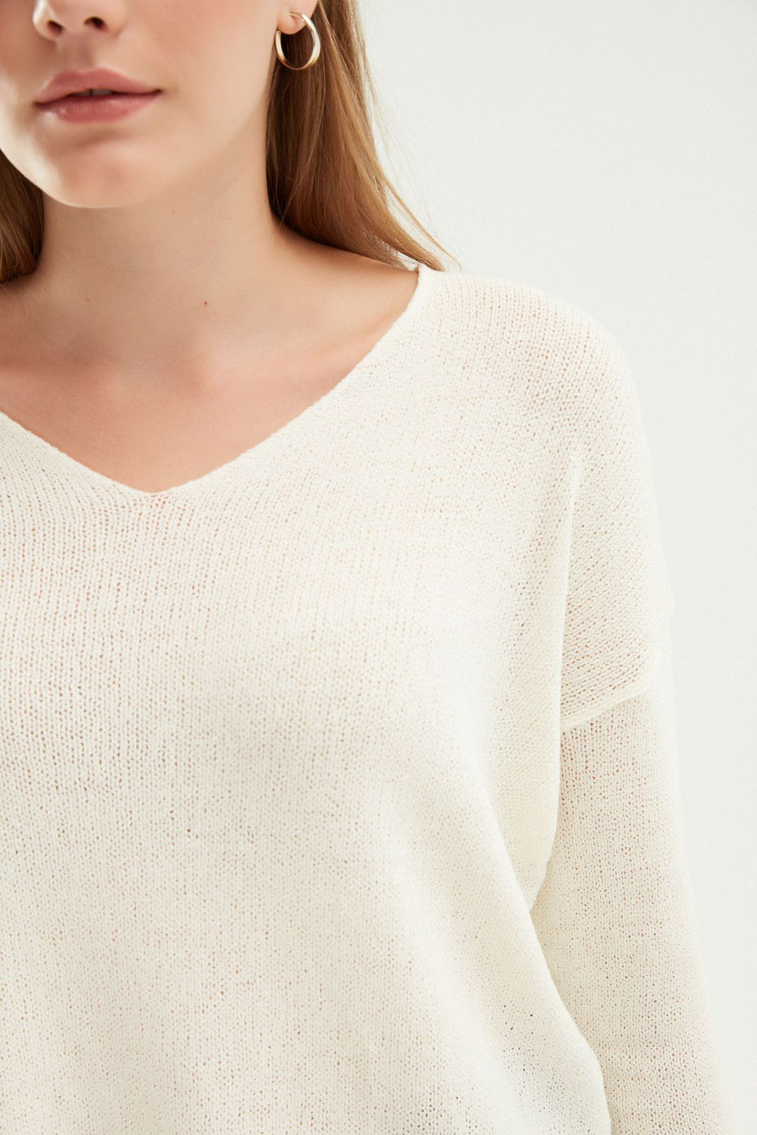 V Neck Knitwear Ecru