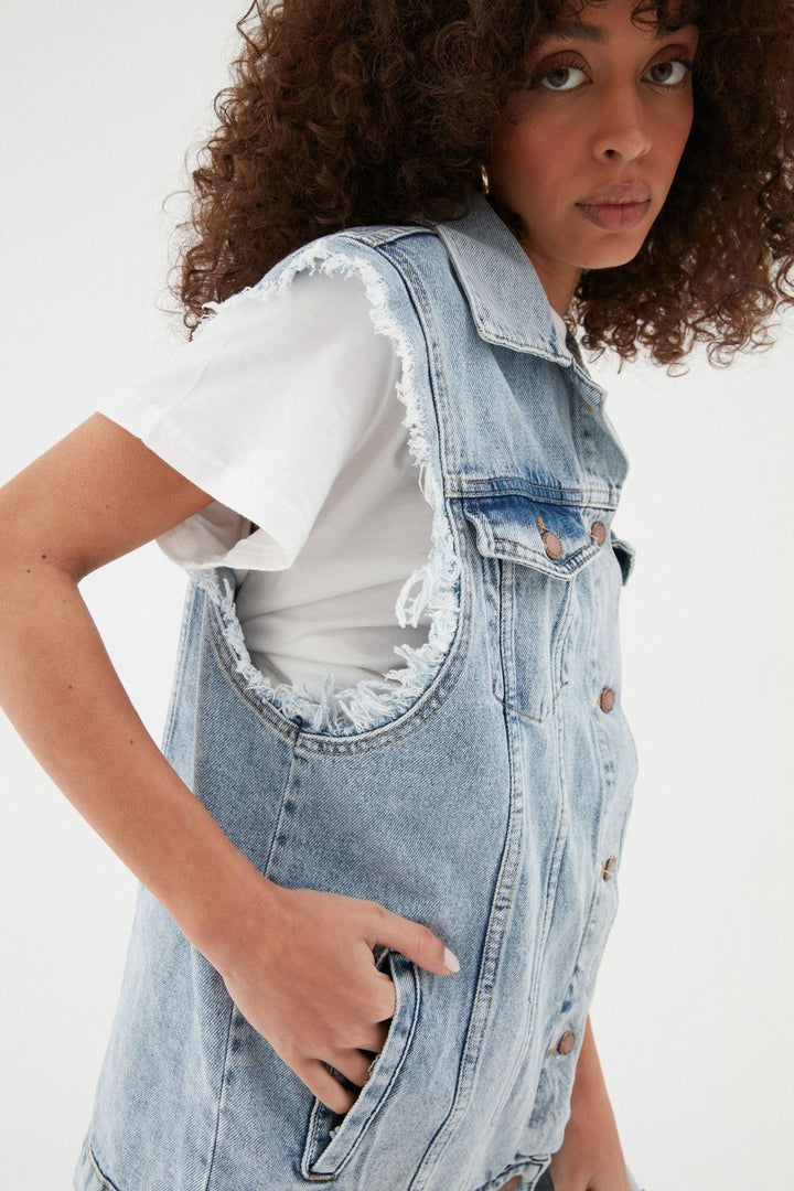 Kot Yelek Ceket Buz Mavi