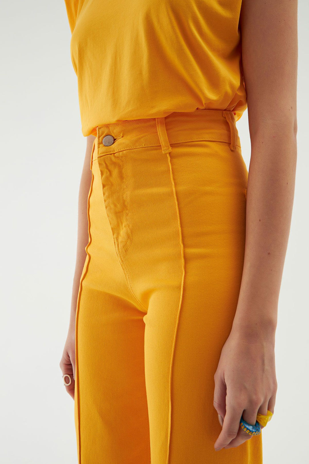 Bol Paça Gabardin Pantolon Turuncu