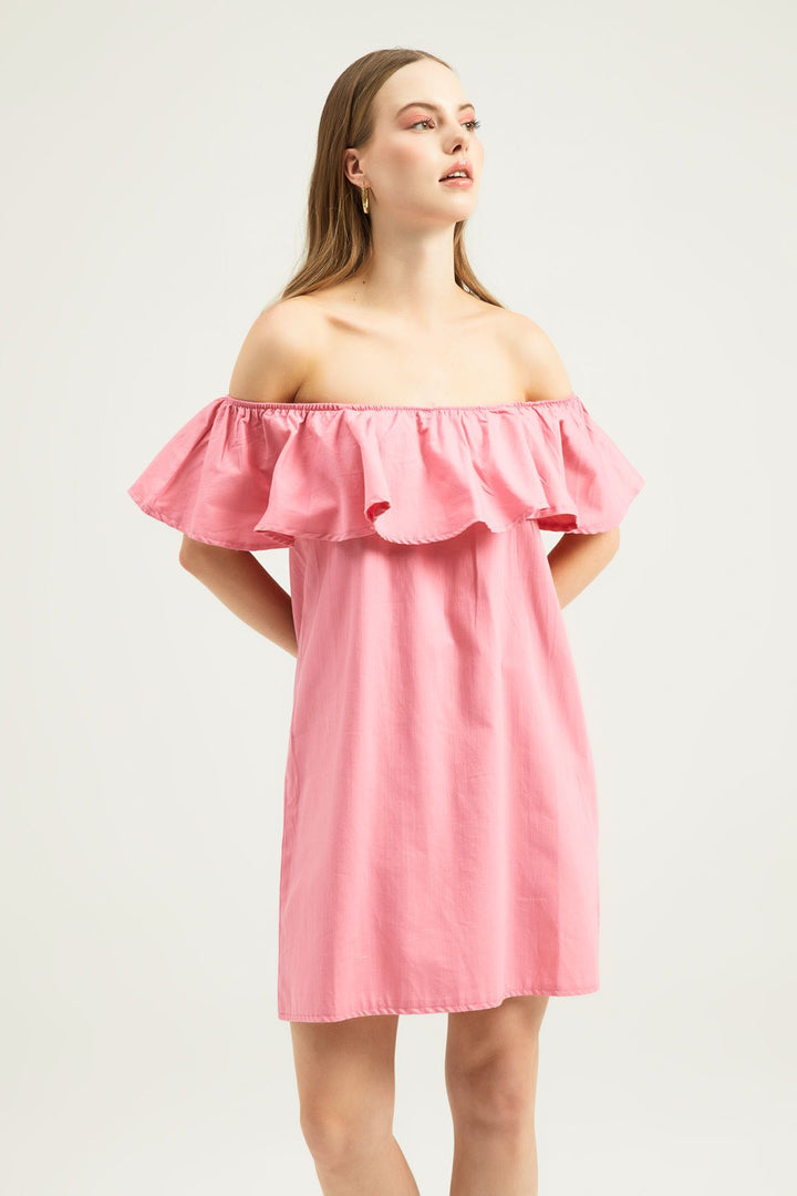 Ruffle Mini Dress Candy Pink