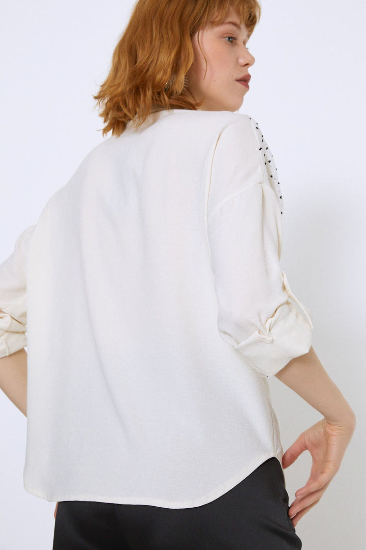 Truvakar Kol Uzun Gömlek Ekru