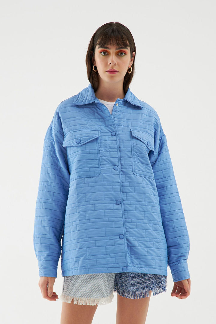 Pocket Quilted Jacket Blue