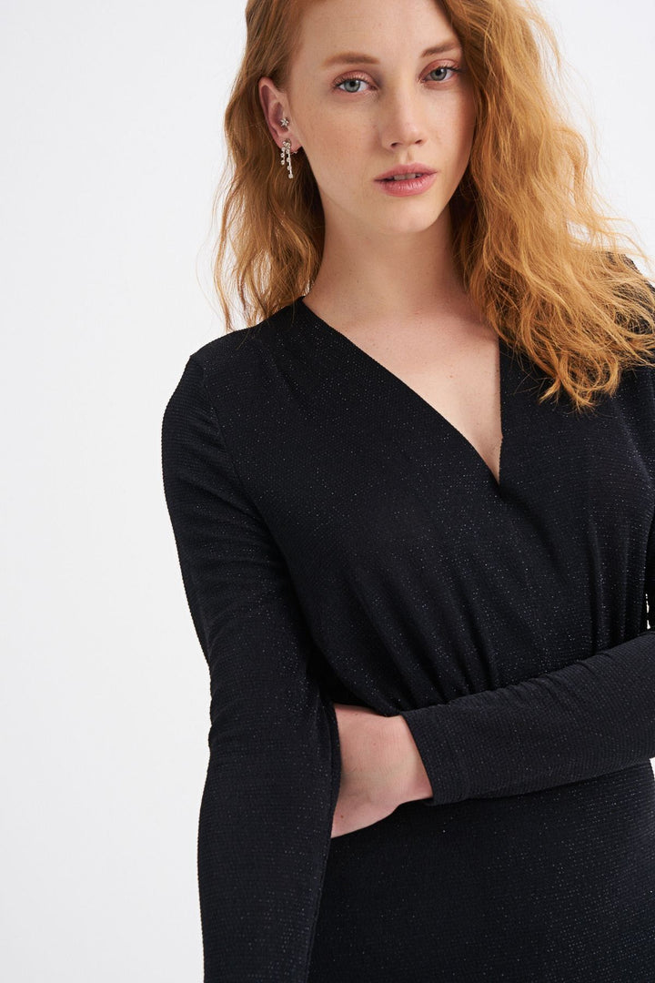 V Neck Dress Black